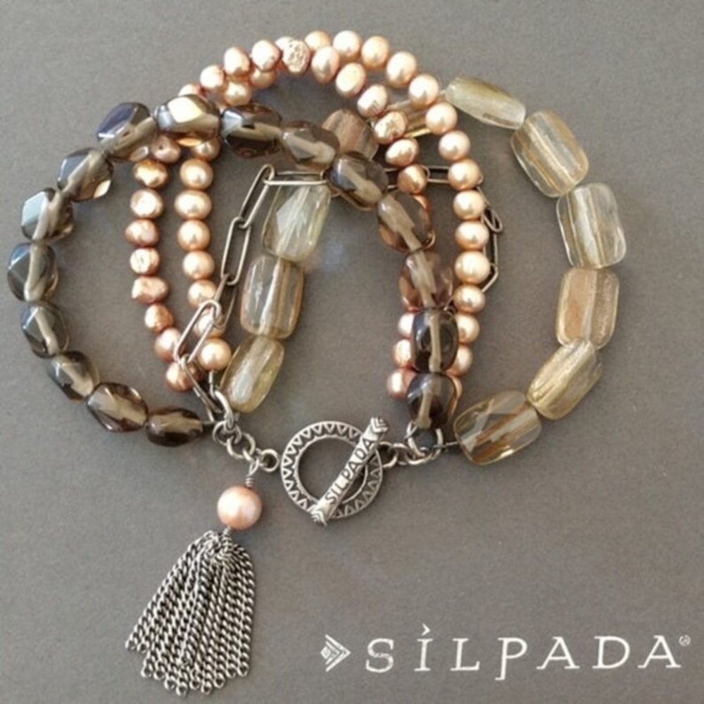 Silpada SS Champagne Freshwater Pearl
Sunstone & Copper Smoky Quartz Bracelet